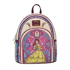 Loungefly Disney Beauty and the Beast Belle Stained Glass Portrait Mini Backpack